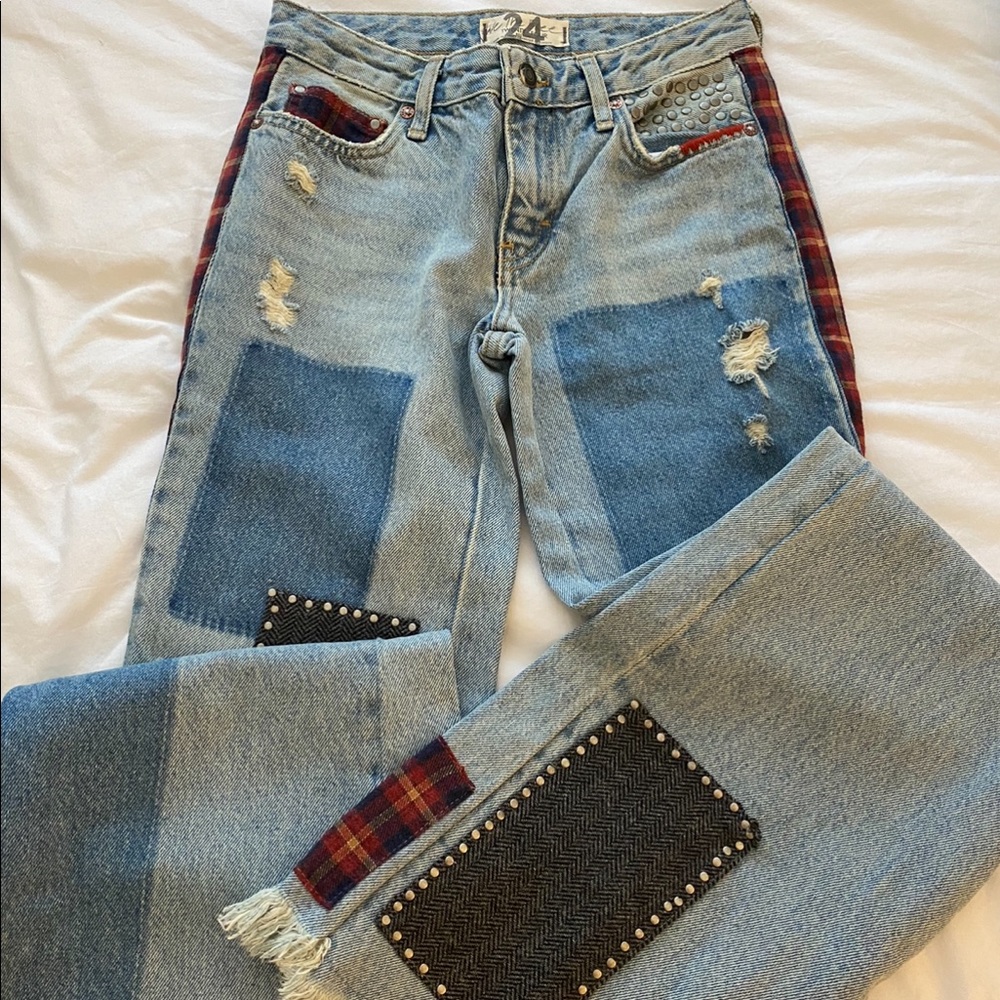Free people patchwork jeans size 24